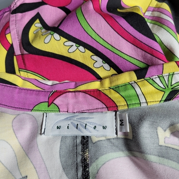 Willow Retro Groovy Funky & Floral Colorful Stretch Blouse Women's (M) - Picture 8 of 13